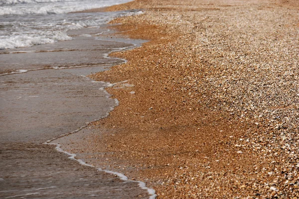 Plage de sable au coucher du soleil, couleur vintage effet doux, beaucoup d'espace pour le texte — Photo