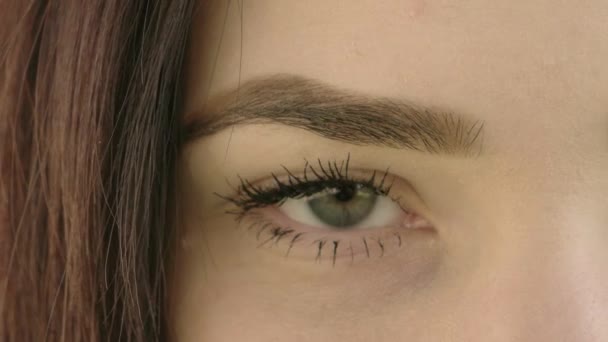 Lábios de nariz de olhos de mulheres jovens — Vídeo de Stock