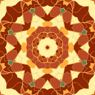 Dikişsiz desen Mandala Vintage dekor elementleri gibi. Stilize oryantal desen vektör çizim. İslam, Arap, Hint, Türk, Pakistan, Çin, Fas, Osmanlı, Farsça motifleri
