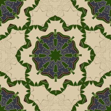 Vintage kartı yeşil mandala desen ve süs eşyaları ile. Vektör el ilanı kapak tasarım düzeni şablonu. İslam, Arap, Hint, Osmanlı motifleri. Ön sayfa kullanın ve düzenlemek kolay