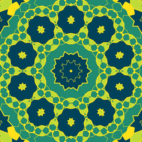 Colore verde Mandala stilizzato. Modello ornamentale rotondo. Elemento circolare geometrico senza saldatura realizzato in vettore. Simbolo spirituale o rituale della religione indiana — Vettoriale Stock