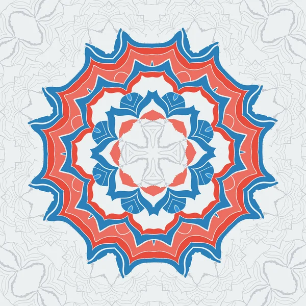 Éléments décoratifs vectoriels dessinés à la main dans un style tribal indien. Modèle stylisé pour affiche de méditation de yoga. Bordure ornementale Mehndi, mandala motif. Thème du design ethnique — Image vectorielle