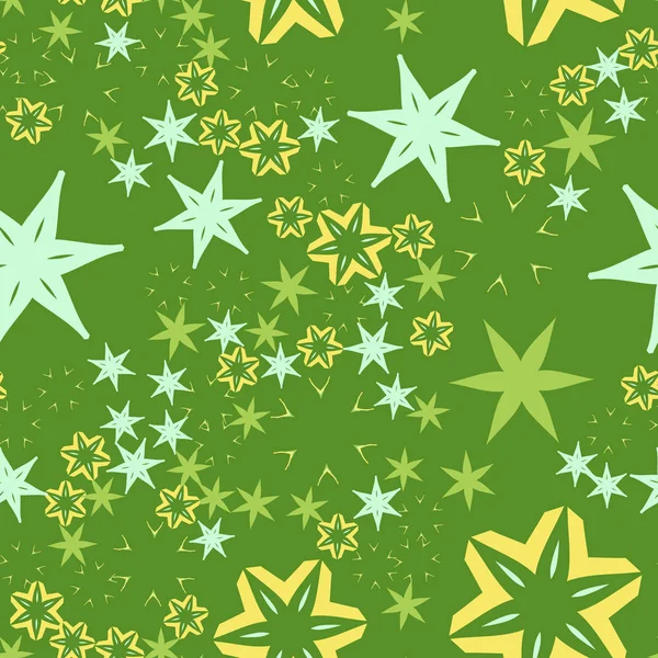 Estrelas e flores em Retro estilizado sem costura padrão de papel de distorção — Vetor de Stock