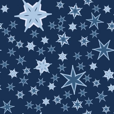Yıldız ile Seamless Modeli mavi yazdırın. Vektör çizim.