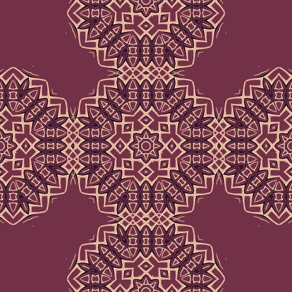 Boho piastrelle tessuto modello senza soluzione di continuità. Colorato patchwork stampa mobili, carta da parati, tessile alla moda. Elementi di design infiniti Ornamento insolito. Stile mandala orientale vettoriale — Vettoriale Stock