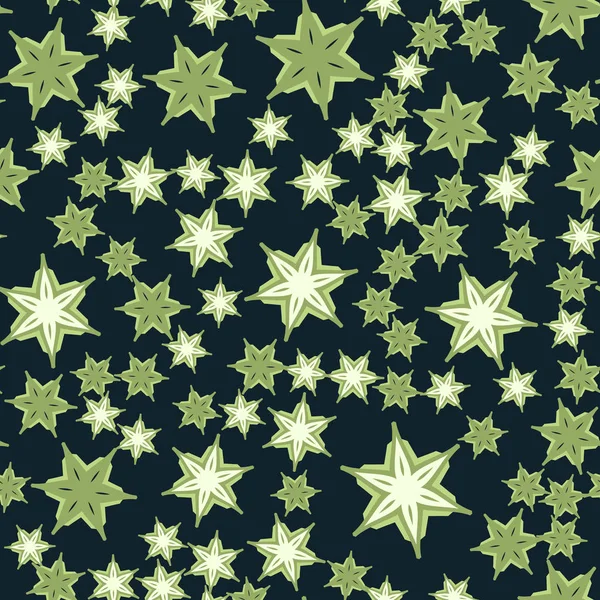 Motif étoiles sans couture vert foncé Imprimer — Image vectorielle