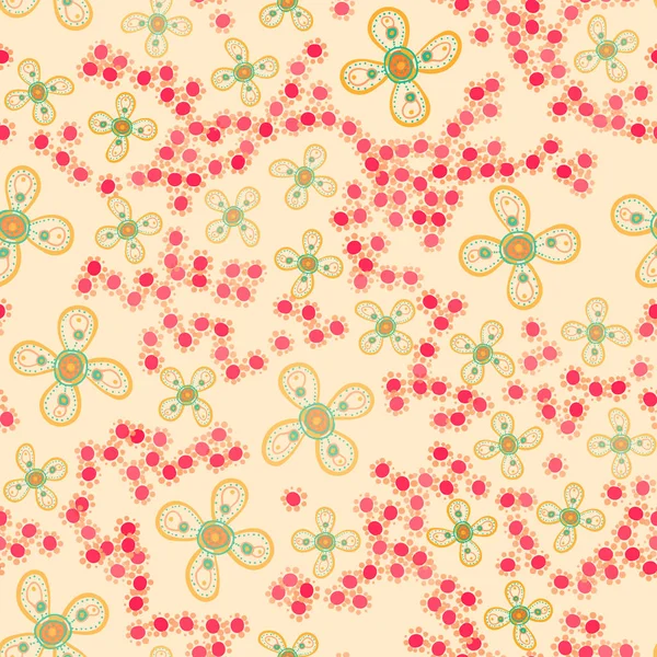 Vector seamless pattern with hand drawn stylized flowers. Cute floral background for textile, fabric, wrapping, scrapbooking. Childish style. — Stock Vector
