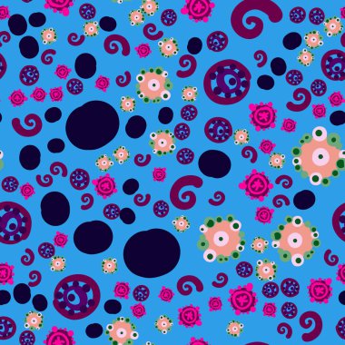 Çiçek desenli. Kağıt, tekstil baskı veya web sitesi duvar kağıdı sarma için çocukça davranışıydı yazdırma sorunsuz döşeme