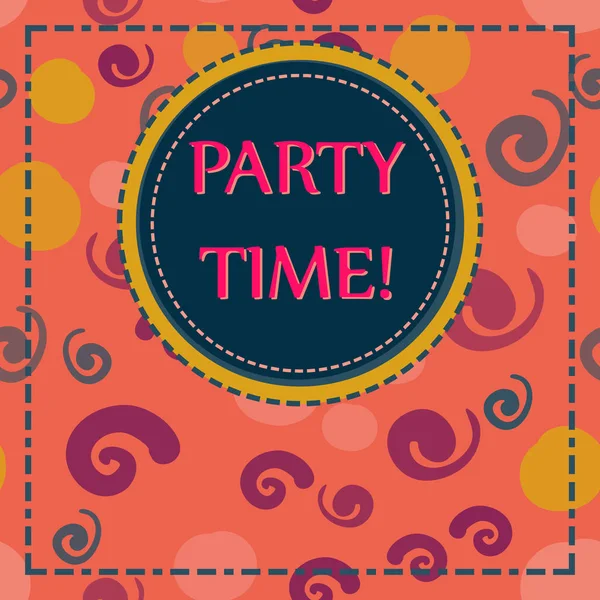 Parti vintage Dikişsiz desen arka plan. Parti saat yazı ile yuvarlak çocukça çerçeve. Vektör çizim sonsuz tasarım. Şık dekoratif etiket. Geometrik süsleme.