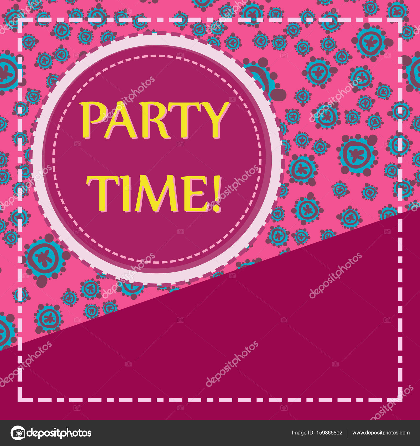 Telaio rotondo di colore rosa sopra la mano disegnata senza cuciture elementi Manifesto del partito