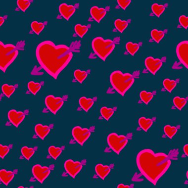 Arrows in Hearts seamless background. clipart