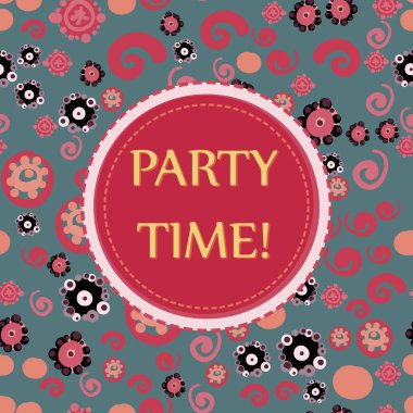 Yuvarlak kare ve çocukça Stil stilize çiçek dolu arka plan üzerinde seamless modeli ile kapak