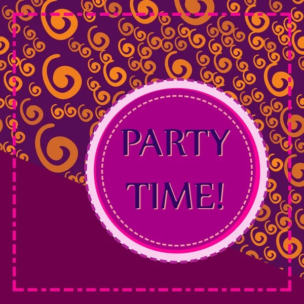 Party Time Print With Round Frame — Stock Vector