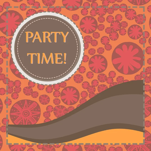 Kahverengi renk el üzerinde yuvarlak çerçeve öğeleri sorunsuz arka plan çizilmiş. Çocukça parti Poster. El ilanı, tebrik kartı, davet.