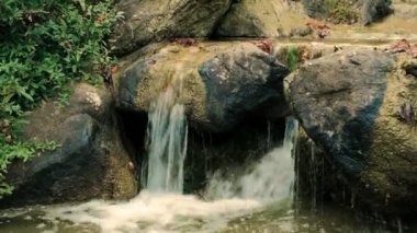 Yapay şelale Japon bahçe içinde. Hardscape