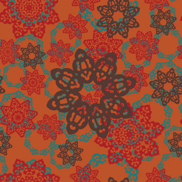 Texture fluide utilisant des éléments de style indien, arabe et ottoman comme le mandala. Carrelage vectoriel vintage. gribouille de symétrie dessinée à la main . — Image vectorielle