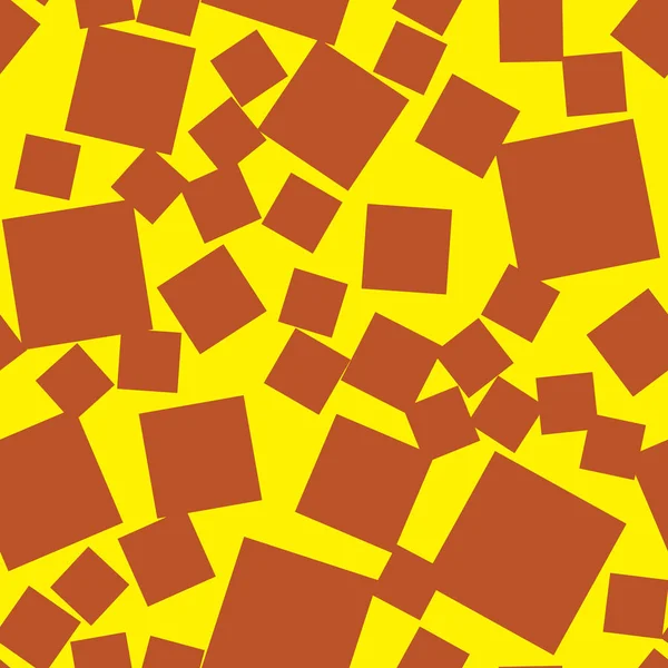 Бесшовный узор из квадратов, коричневый на желтом цвете — стоковый вектор