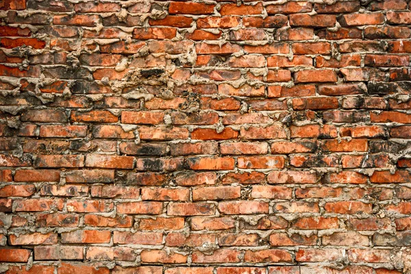 Achtergrond van gebarsten magazijn bakstenen muur textuur. — Stockfoto