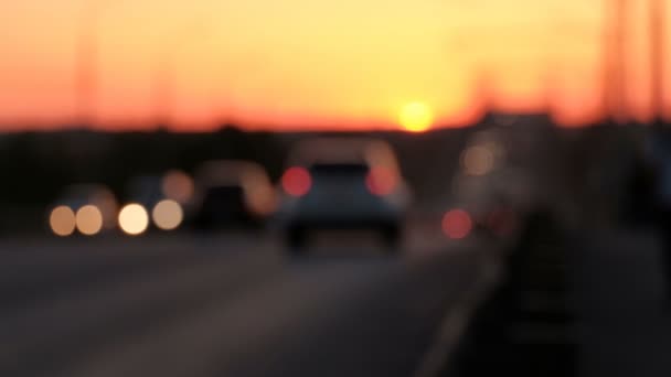 Blurred Traffic. Defocused Vehicles On The Road — Stock Video