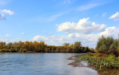 Nehirli sonbahar manzarası