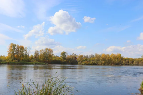 Paysage d'automne avec rivière — Photo