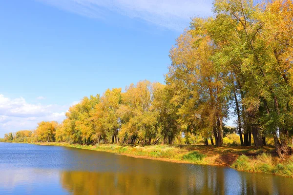 川と秋の風景 — ストック写真