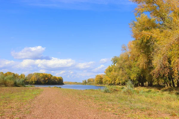 Осінній пейзаж з річкою Стокове Зображення