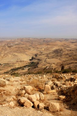 Mount Nebo Ürdün görünümünden çöl