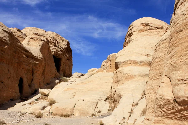 Rotsformaties Nabatean Stad Petra Jordanië — Stockfoto