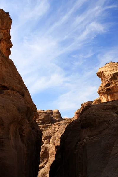 Rotsformaties Nabatean Stad Petra Jordanië — Stockfoto