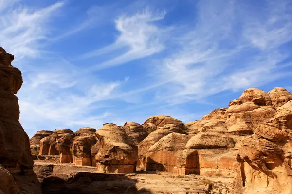Скельні Утворення Набатейська Місто Петра Йорданії — стокове фото
