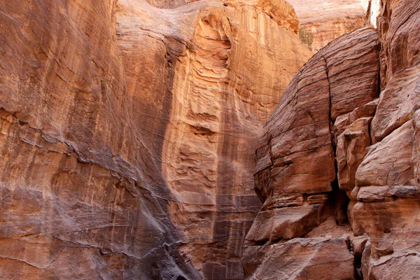 Les Murs Siq Passage Étroit Qui Mène Petra Jordanie — Photo