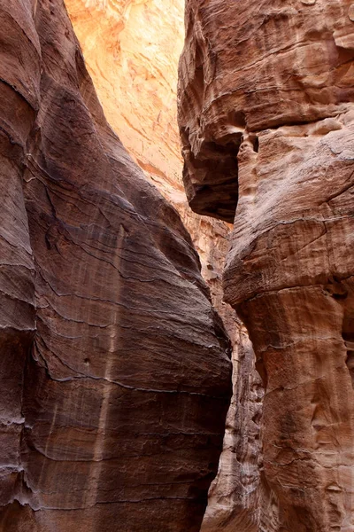 Siq Petra Ürdün Giden Dar Geçit Duvarları — Stok fotoğraf