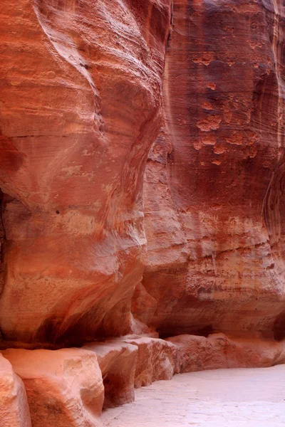 Muren Van Siq Smalle Passage Die Naar Petra Jordan Leidt — Stockfoto