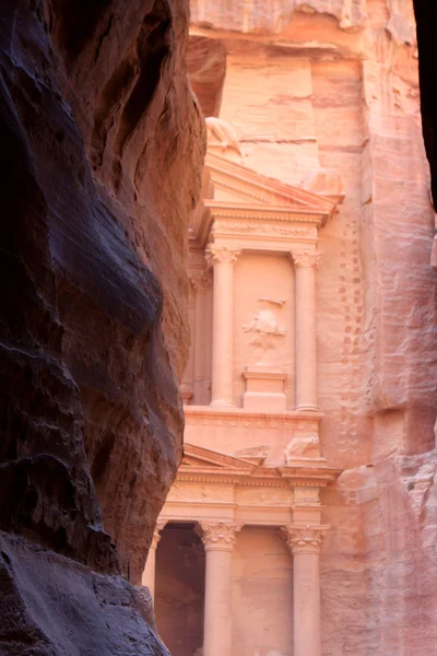 Ścianach Siq Wąskie Przejście Które Prowadzi Petra Jordania — Zdjęcie stockowe