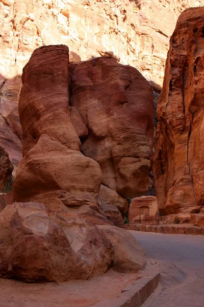 Siq Petra Ürdün Giden Dar Geçit Duvarları — Stok fotoğraf