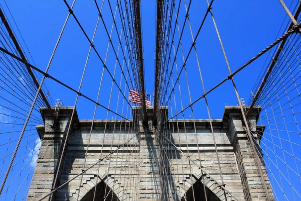 Brooklyn Híd Keleti Folyó New York City Amerikai Egyesült Államok — Stock Fotó