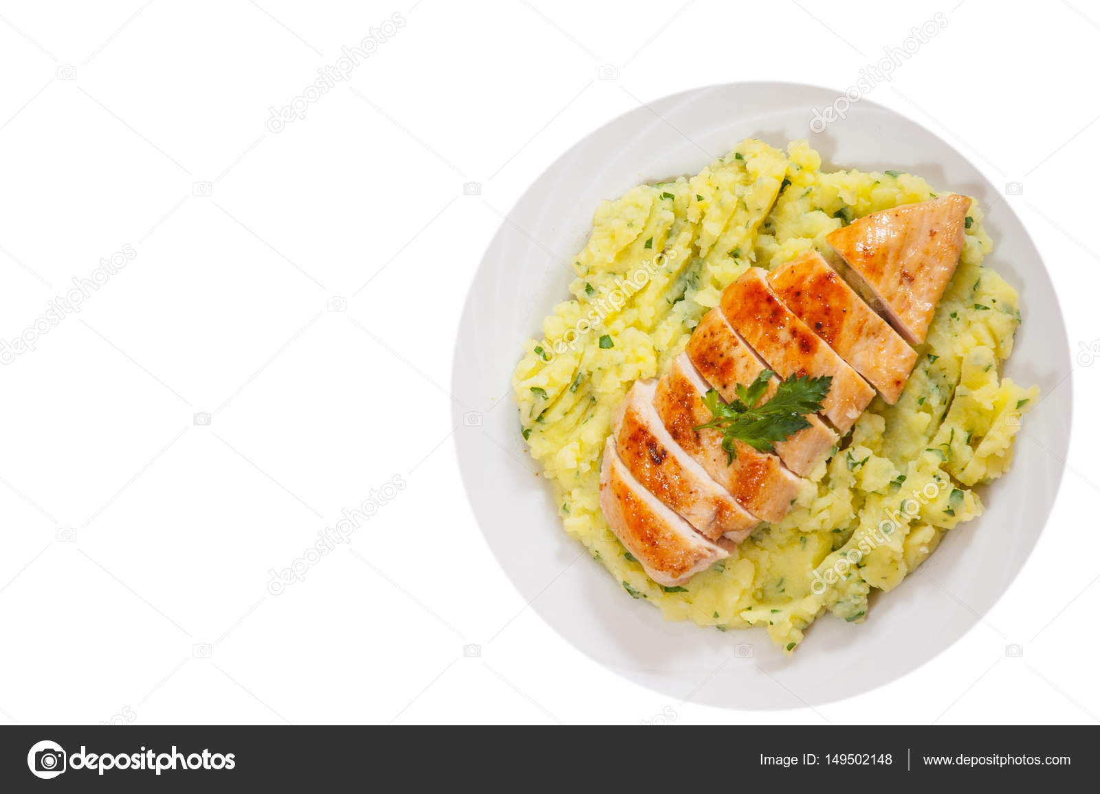 Roasted Chicken Breast And Mashed Potatoes Top View Isolated On White roasted-chicken-breast-and-mashed-potatoes-top-view-isolated-on-white