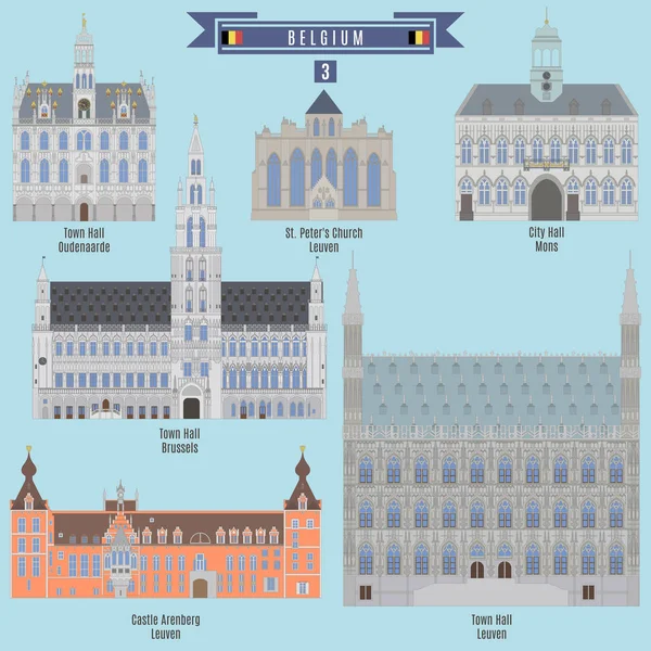 Lieux célèbres en Belgique — Image vectorielle