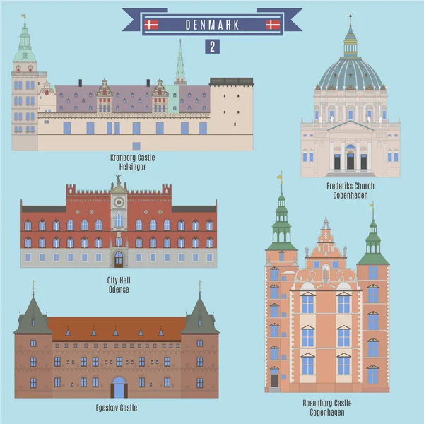 Lieux célèbres au Danemark — Image vectorielle