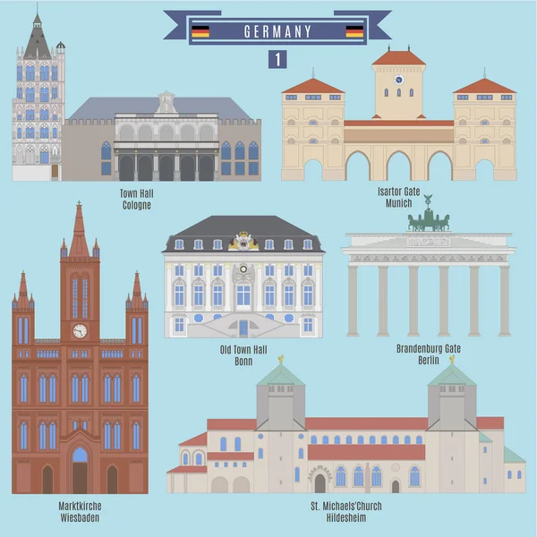 Lieux célèbres en Allemagne — Image vectorielle
