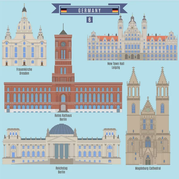 Lugares famosos na Alemanha —  Vetores de Stock