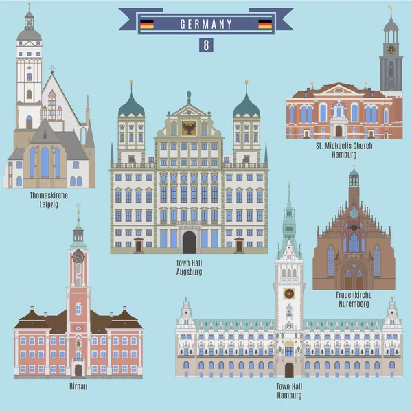 Lugares famosos en Alemania — Vector de stock