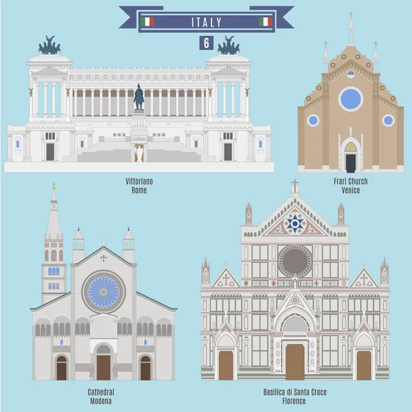 Famous Places in Italy — Stock Vector