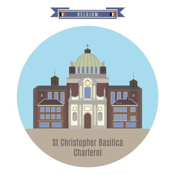 St.Christopher Bazilikası, Charleroi, Belçika — Stok Vektör