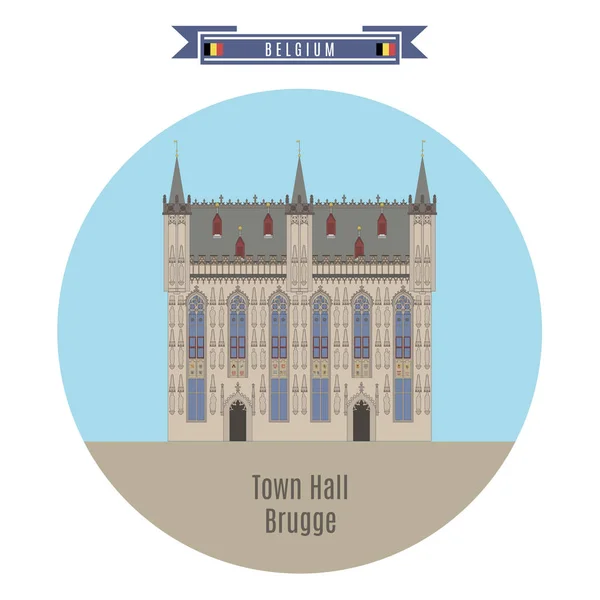 Town Hall, Brugge, Belgium — Stock Vector