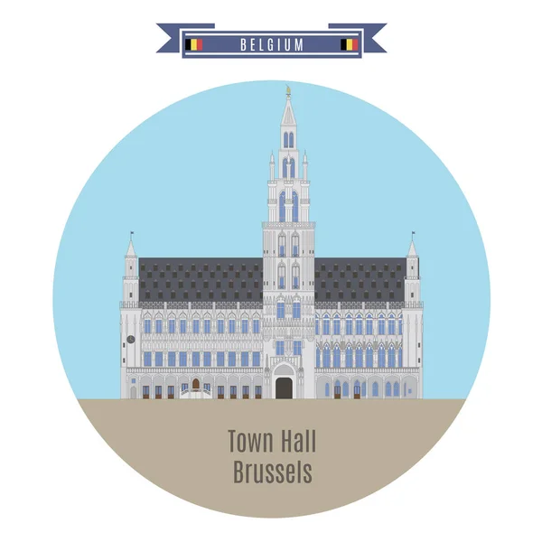 Town Hall, Bruxelas, Bélgica — Vetor de Stock