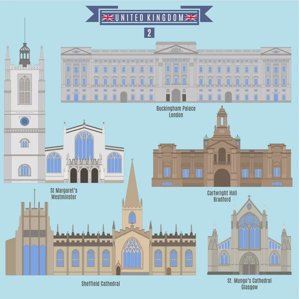 Famous Places in United Kingdom — Stock Vector