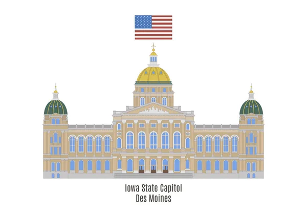 Iowa State Capitol, Des Moines — Stock Vector