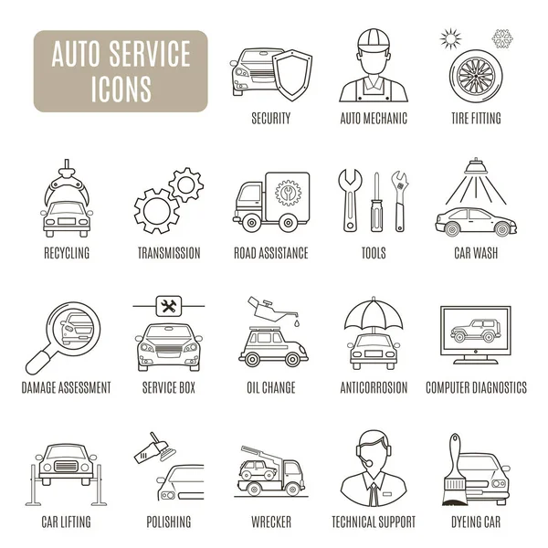 Iconos de servicio automático. Conjunto de pictograma vectorial — Vector de stock